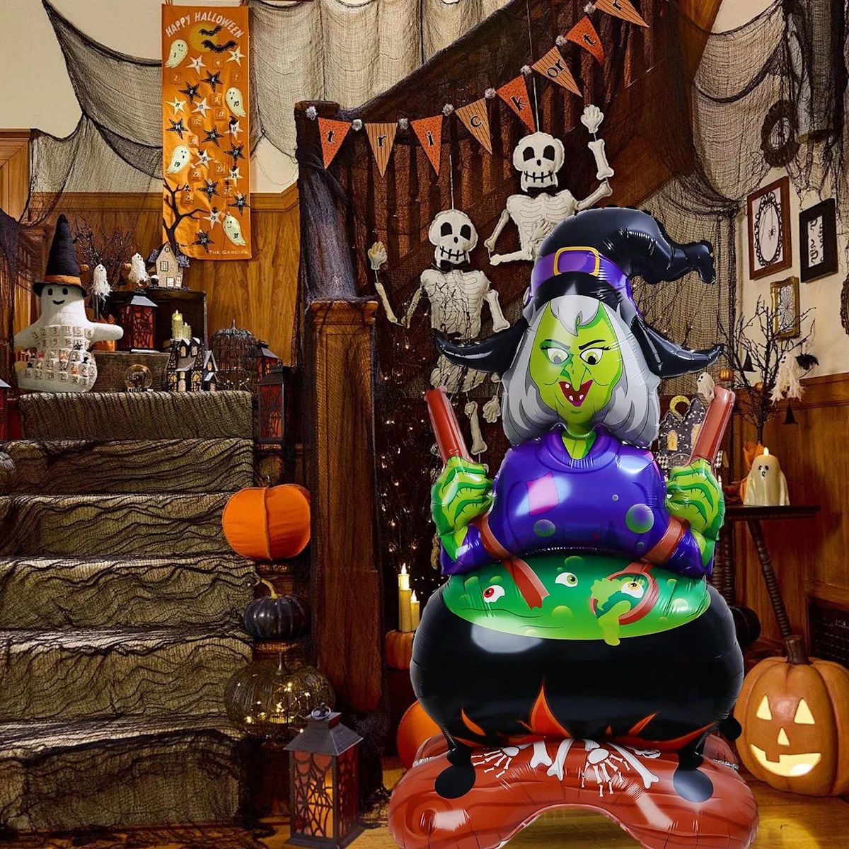 1PC 60'' Balloon Centerpiece Standing Skull Witch Ghost and Grim Reaper - ChildAngle