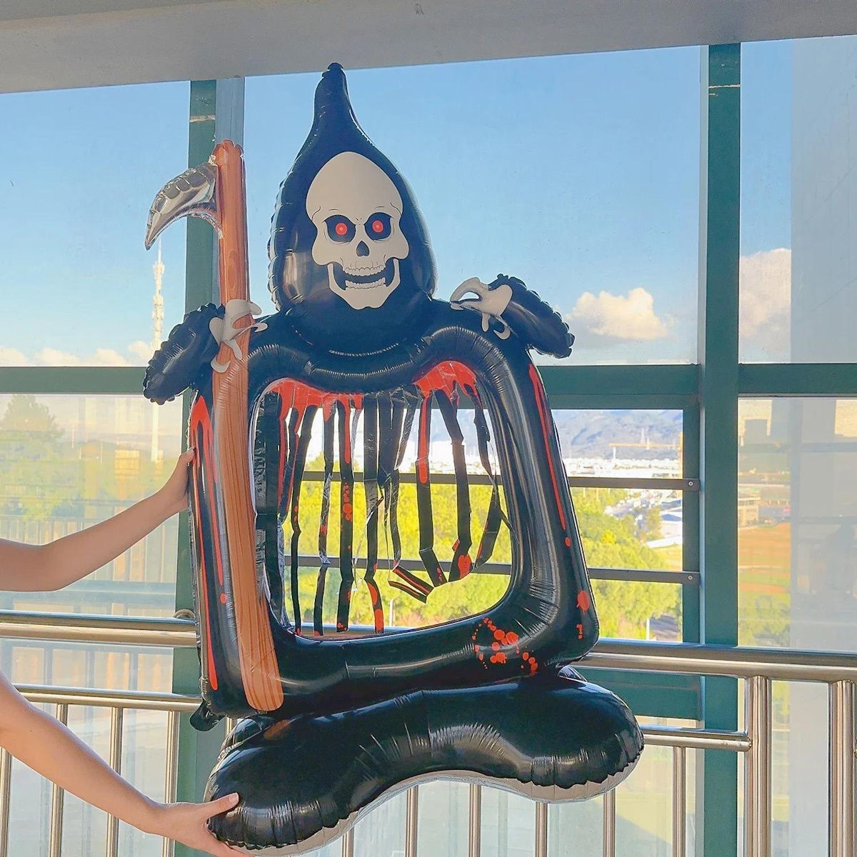 1PC 60'' Balloon Centerpiece Standing Skull Witch Ghost and Grim Reaper - ChildAngle