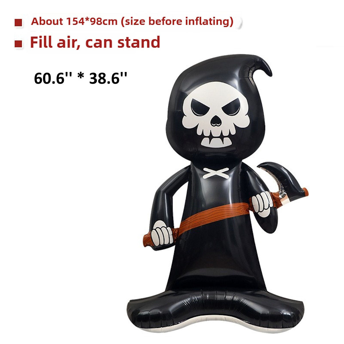 1PC 60'' Balloon Centerpiece Standing Skull Witch Ghost and Grim Reaper - ChildAngle