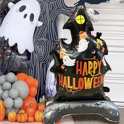 1PC 60'' Balloon Centerpiece Giant Balloon Haunted House Bat Black Cat Spider Coffin Ghost for Arch Balloon Focal - ChildAngle