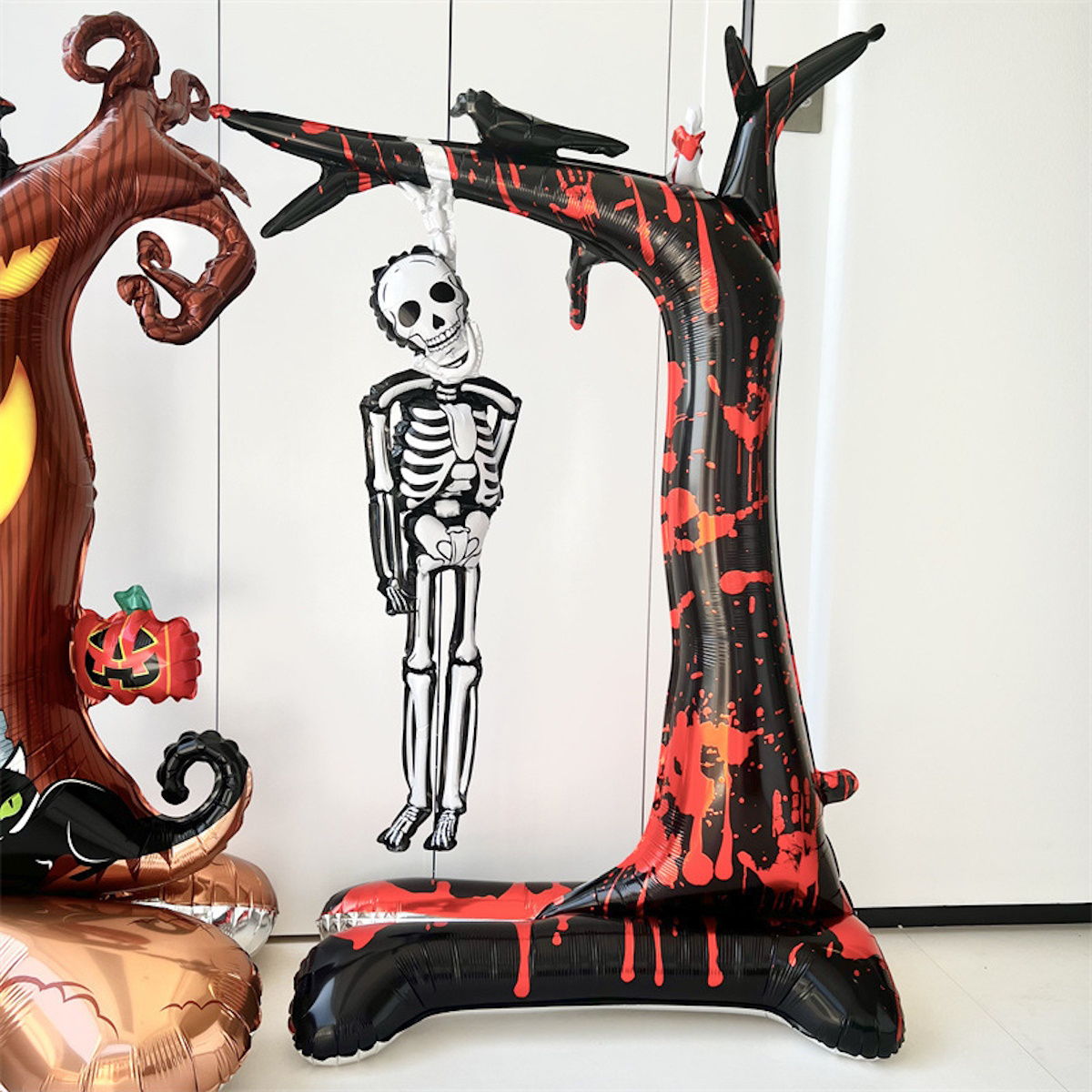 1PC 60'' Balloon Centerpiece Giant Balloon Haunted House Bat Black Cat Spider Coffin Ghost for Arch Balloon Focal - ChildAngle