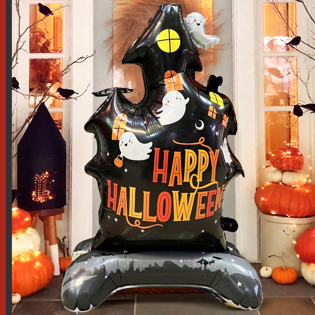 1PC 60'' Balloon Centerpiece Giant Balloon Haunted House Bat Black Cat Spider Coffin Ghost for Arch Balloon Focal - ChildAngle
