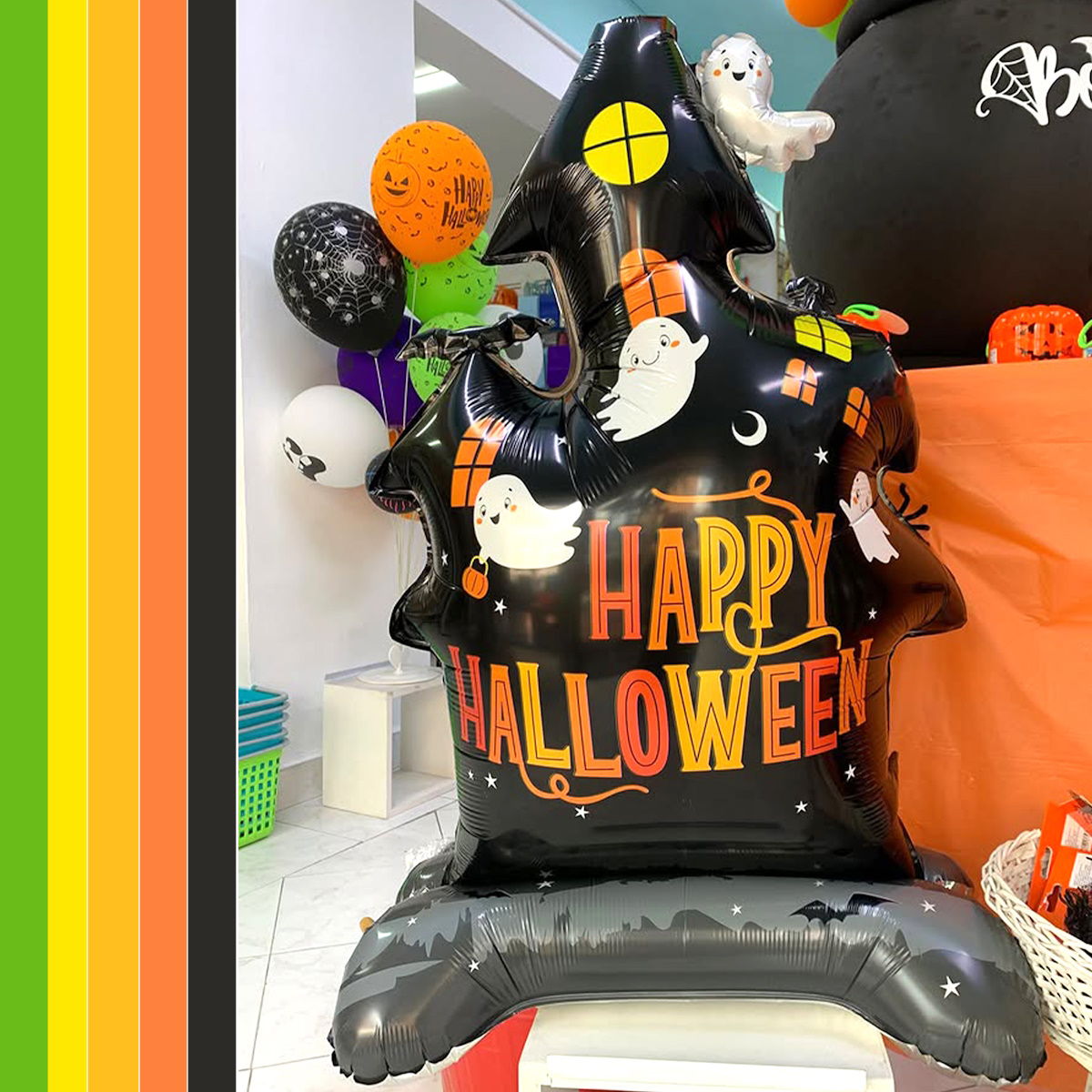 1PC 60'' Balloon Centerpiece Giant Balloon Haunted House Bat Black Cat Spider Coffin Ghost for Arch Balloon Focal - ChildAngle