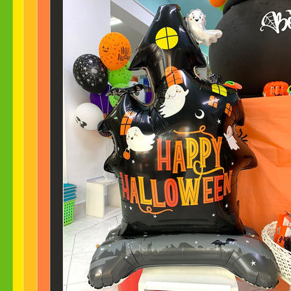 1PC 60'' Balloon Centerpiece Giant Balloon Haunted House Bat Black Cat Spider Coffin Ghost for Arch Balloon Focal - ChildAngle