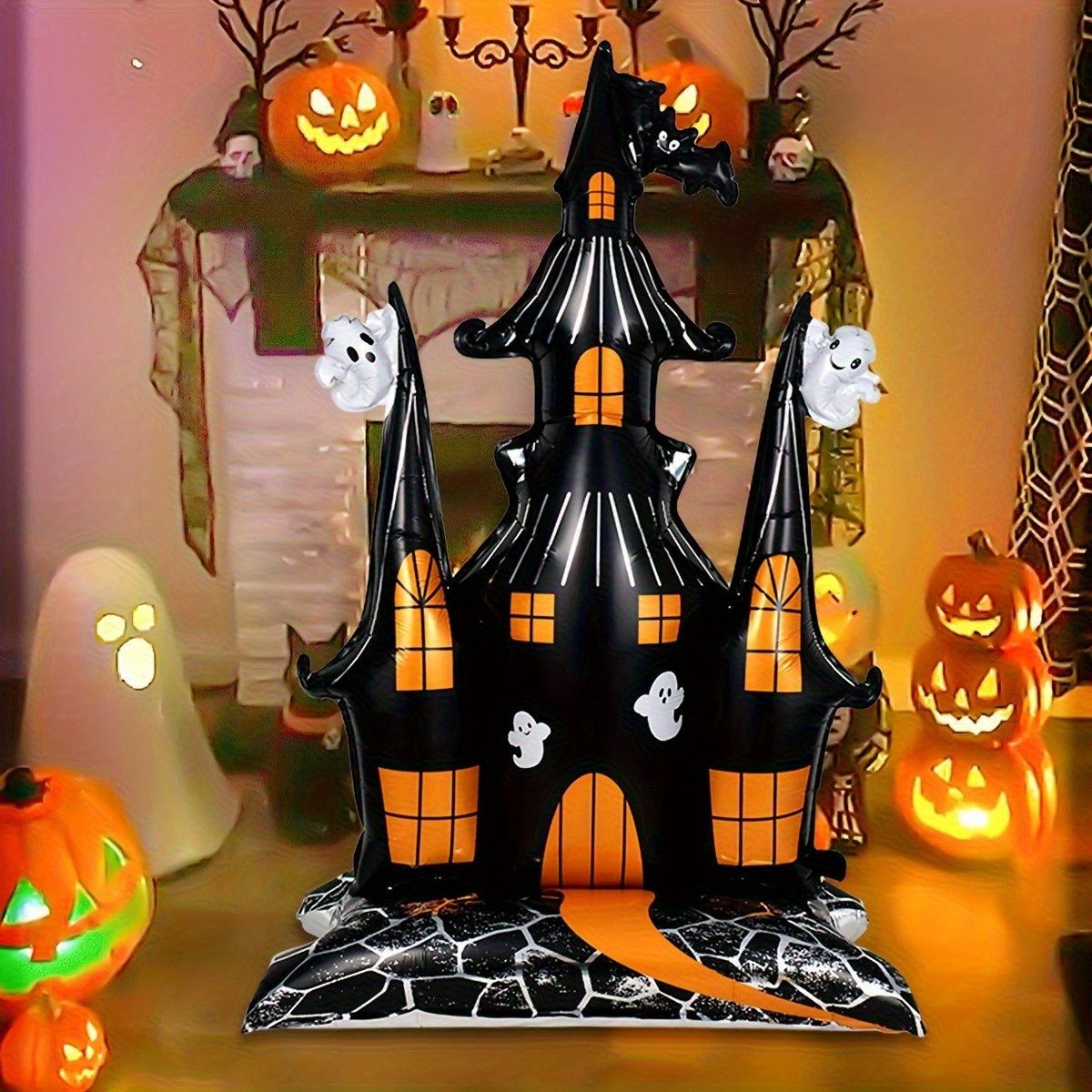 1PC 60'' Balloon Centerpiece Giant Balloon Haunted House Bat Black Cat Spider Coffin Ghost for Arch Balloon Focal - ChildAngle