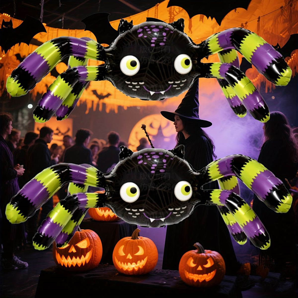 1PC 60'' Balloon Centerpiece Giant Balloon Haunted House Bat Black Cat Spider Coffin Ghost for Arch Balloon Focal - ChildAngle