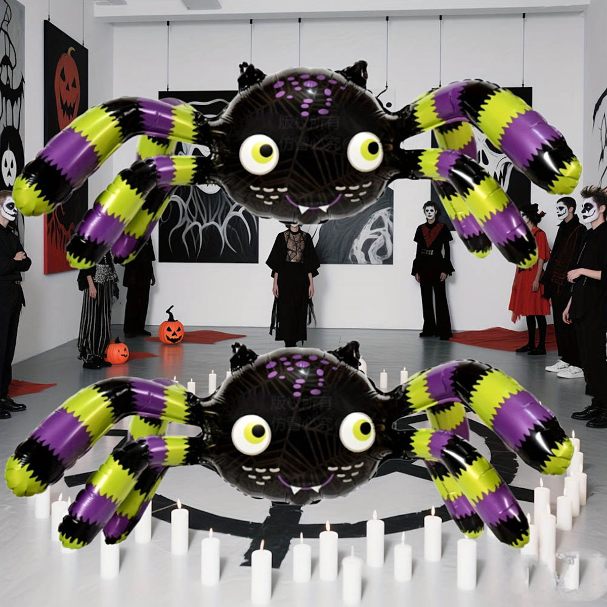 1PC 60'' Balloon Centerpiece Giant Balloon Haunted House Bat Black Cat Spider Coffin Ghost for Arch Balloon Focal - ChildAngle