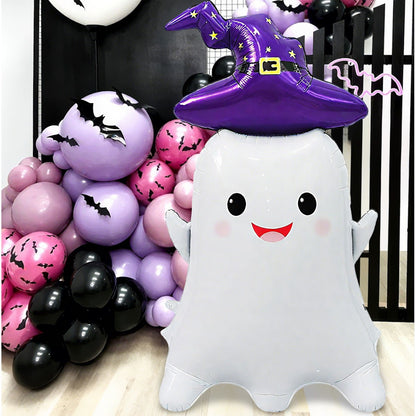 1PC 60'' Balloon Centerpiece Giant Balloon Haunted House Bat Black Cat Spider Coffin Ghost for Arch Balloon Focal - ChildAngle