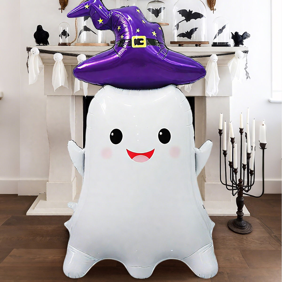 1PC 60'' Balloon Centerpiece Giant Balloon Haunted House Bat Black Cat Spider Coffin Ghost for Arch Balloon Focal - ChildAngle