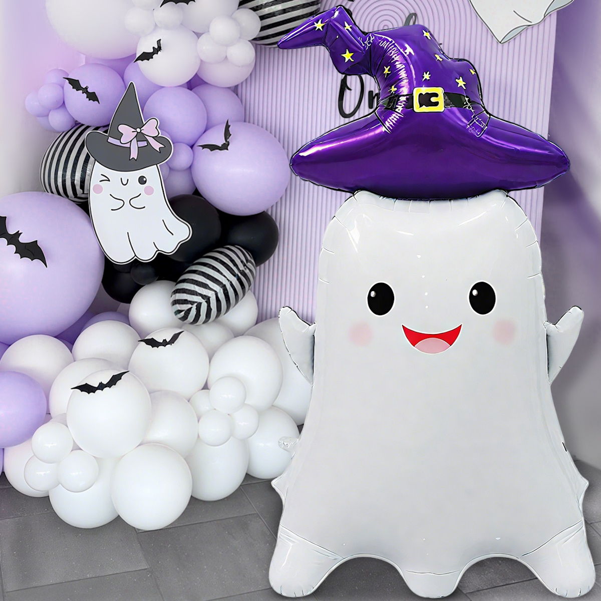 1PC 60'' Balloon Centerpiece Giant Balloon Haunted House Bat Black Cat Spider Coffin Ghost for Arch Balloon Focal - ChildAngle