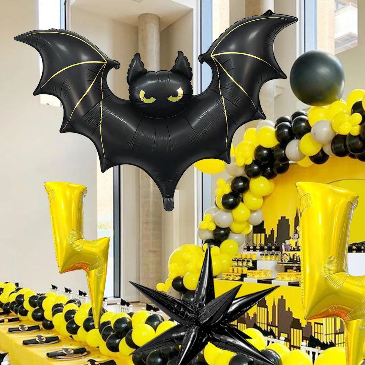 1PC 60'' Balloon Centerpiece Giant Balloon Haunted House Bat Black Cat Spider Coffin Ghost for Arch Balloon Focal - ChildAngle