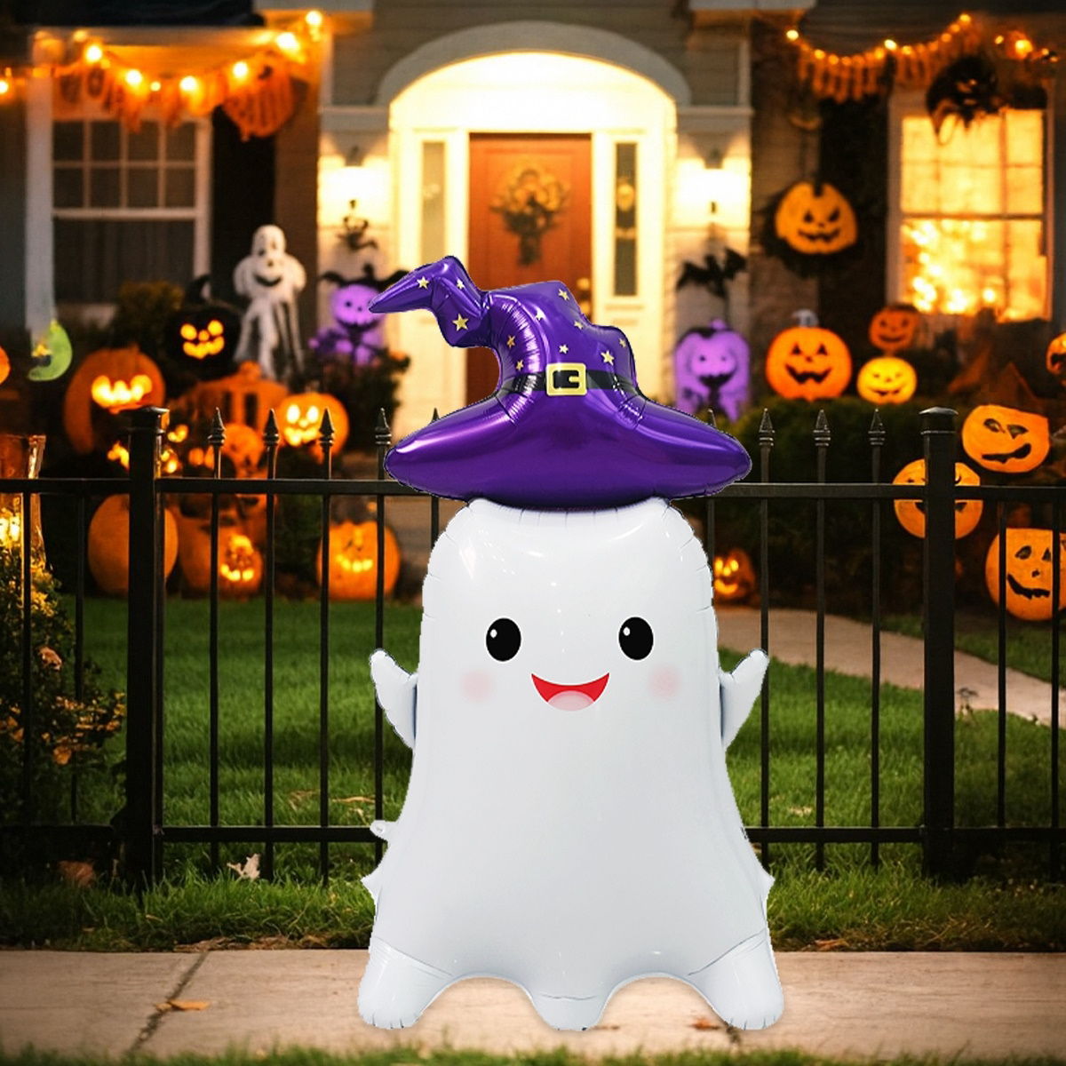 1PC 60'' Balloon Centerpiece Giant Balloon Haunted House Bat Black Cat Spider Coffin Ghost for Arch Balloon Focal - ChildAngle