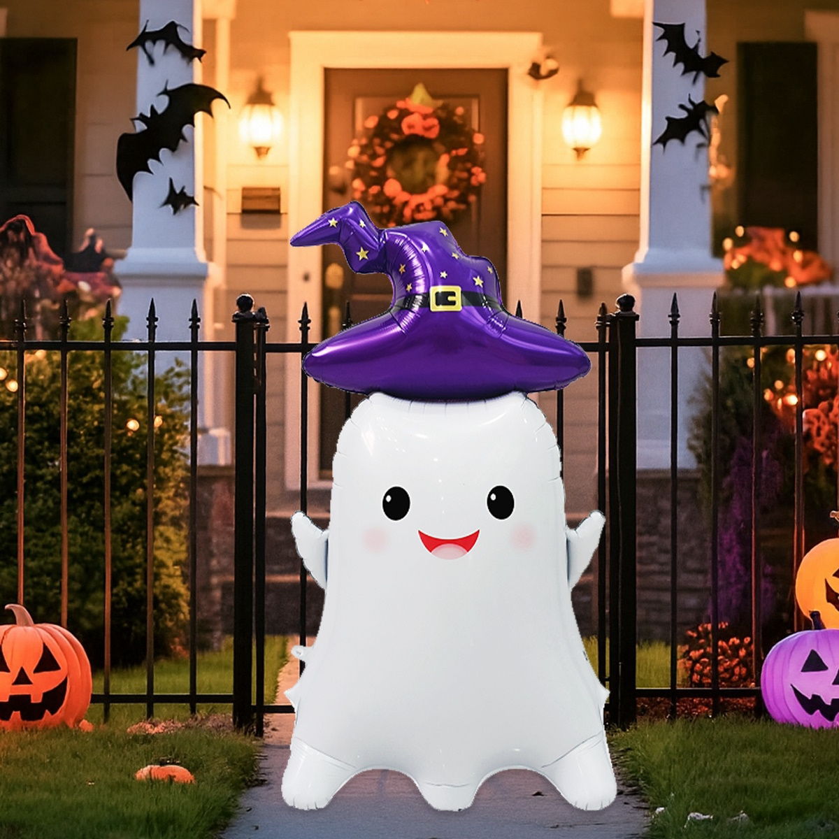 1PC 60'' Balloon Centerpiece Giant Balloon Haunted House Bat Black Cat Spider Coffin Ghost for Arch Balloon Focal - ChildAngle