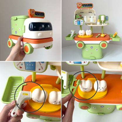 Dental Clinic 2-in-1 Pretend Play Pull-Along Car with Dentist Tools & Storage - ChildAngle