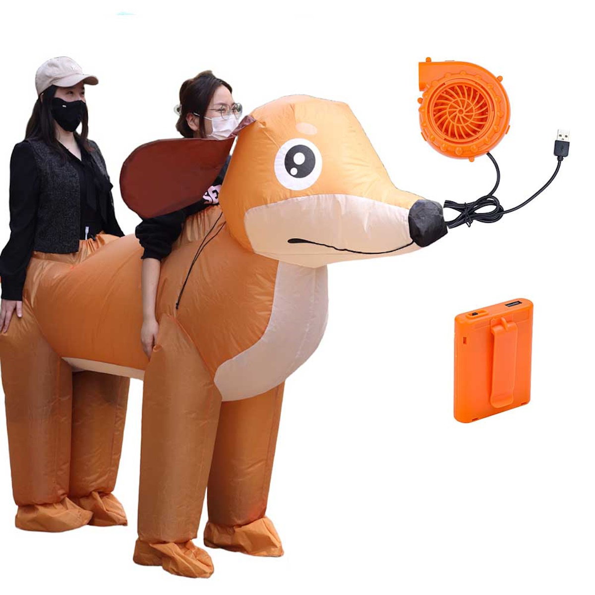 Teens 2-Person Couple Weiner Dog Inflatable Costumes Blow up - ChildAngle