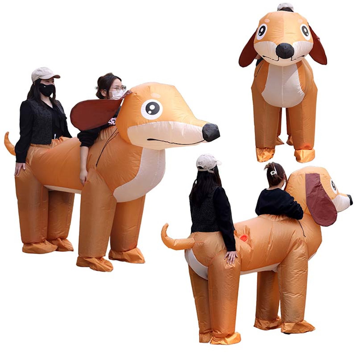 Teens 2-Person Couple Weiner Dog Inflatable Costumes Blow up - ChildAngle