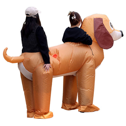 Teens 2-Person Couple Weiner Dog Inflatable Costumes Blow up - ChildAngle