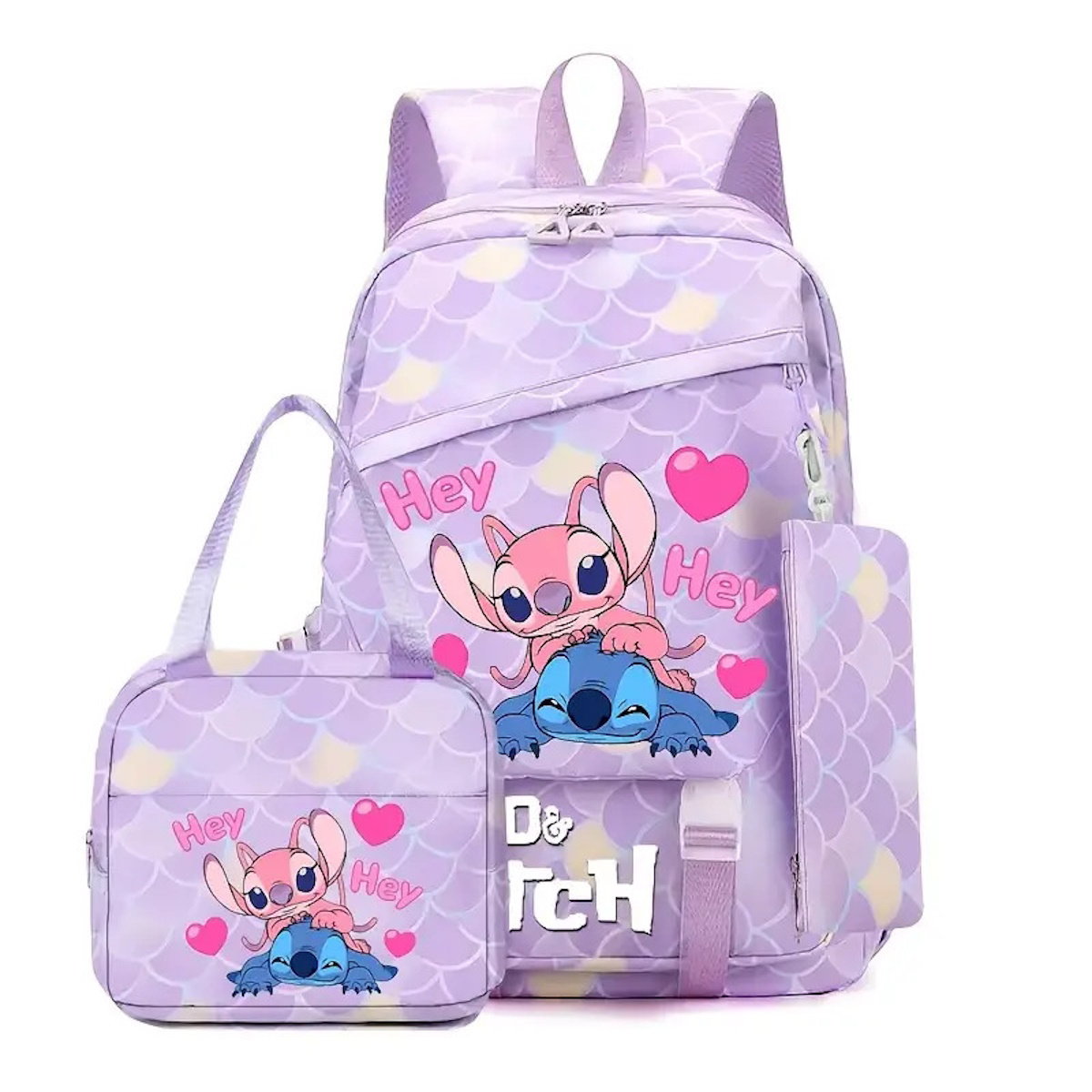 3PCS Preppy Style Stitch Backpack and Lunchbox Pencil Case Set - ChildAngle