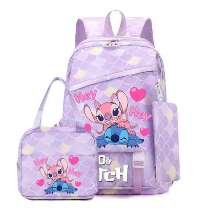 3PCS Preppy Style Stitch Backpack and Lunchbox Pencil Case Set - ChildAngle