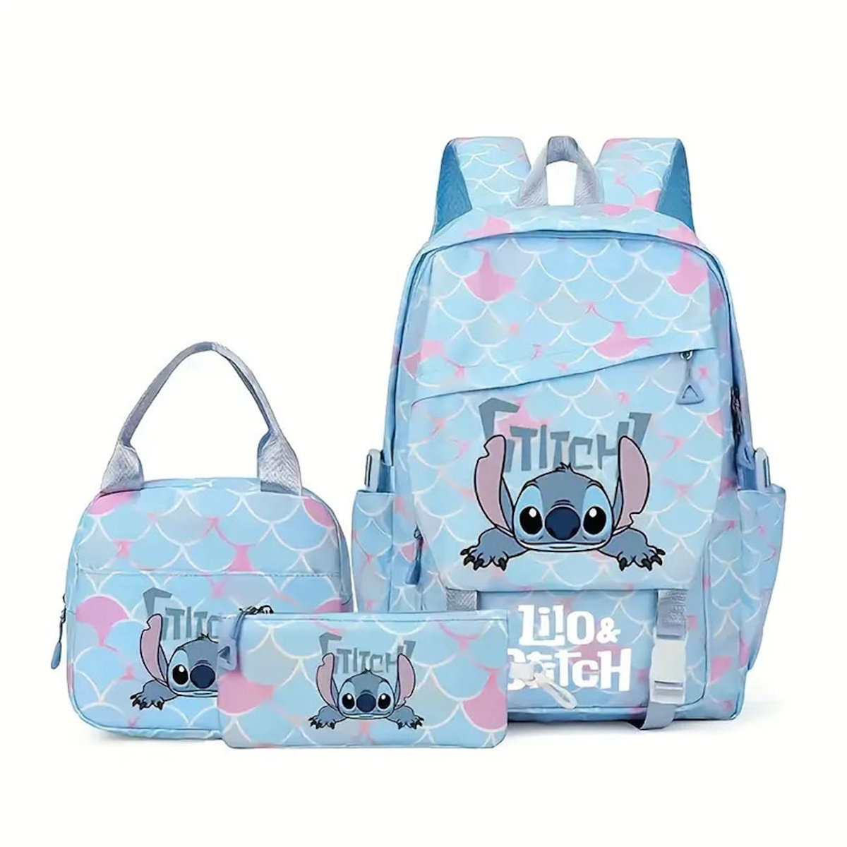 3PCS Preppy Style Stitch Backpack and Lunchbox Pencil Case Set - ChildAngle