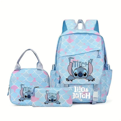 3PCS Preppy Style Stitch Backpack and Lunchbox Pencil Case Set - ChildAngle