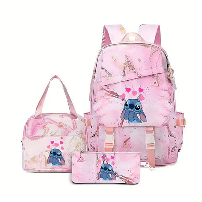 3PCS Preppy Style Stitch Backpack and Lunchbox Pencil Case Set - ChildAngle