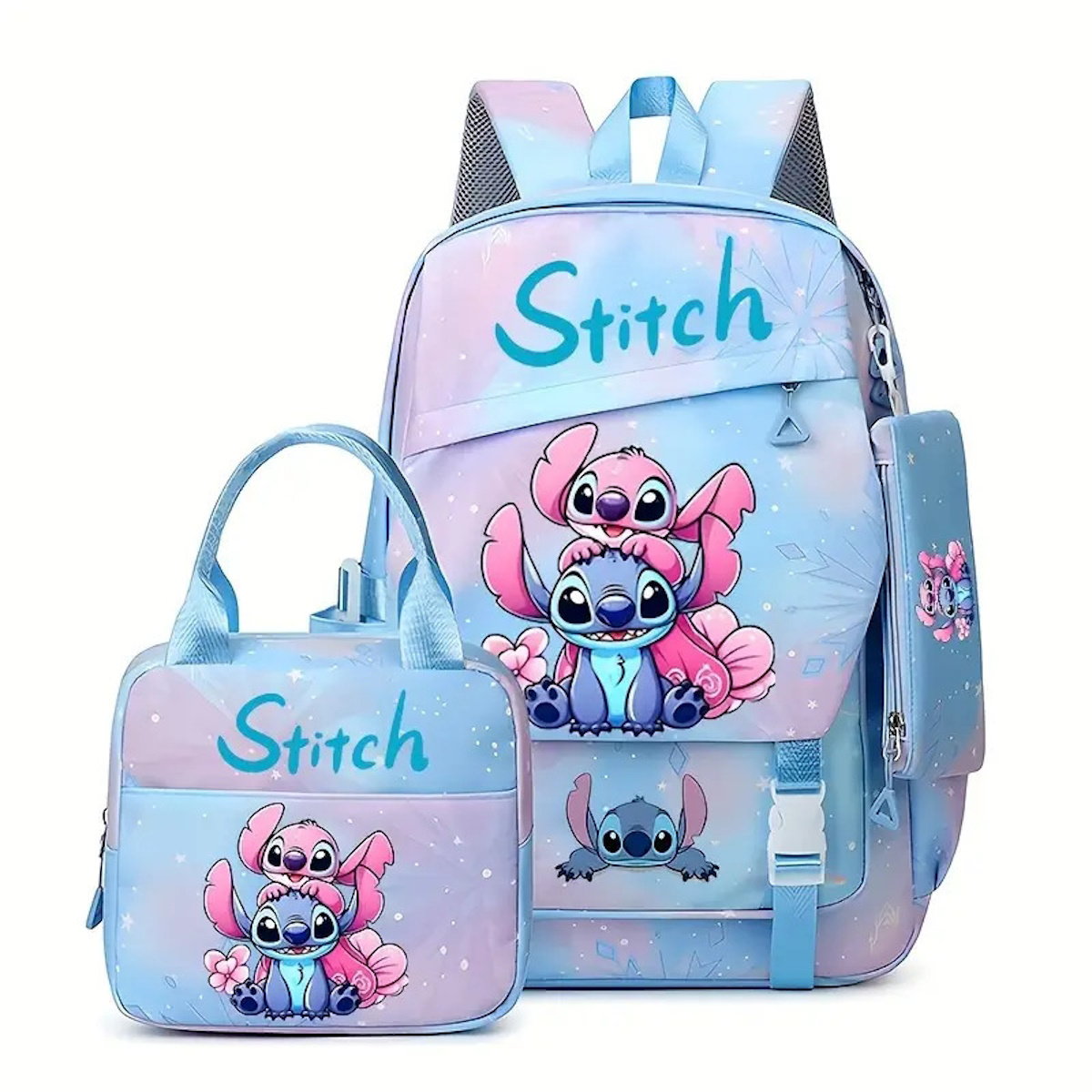 3PCS Preppy Style Stitch Backpack and Lunchbox Pencil Case Set - ChildAngle