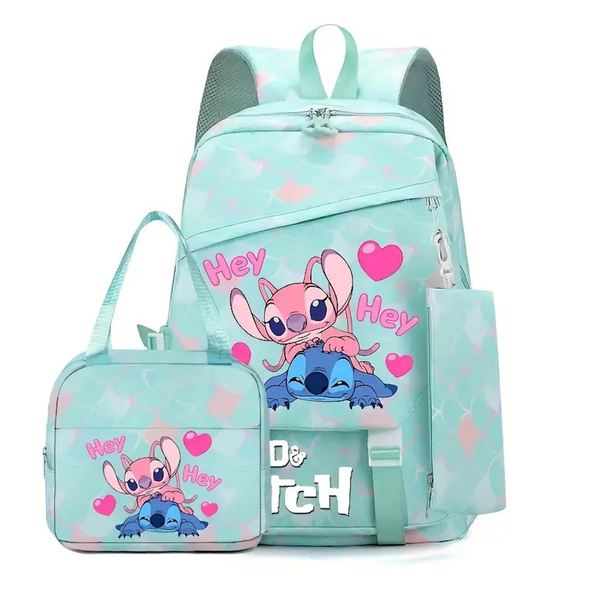 3PCS Preppy Style Stitch Backpack and Lunchbox Pencil Case Set - ChildAngle