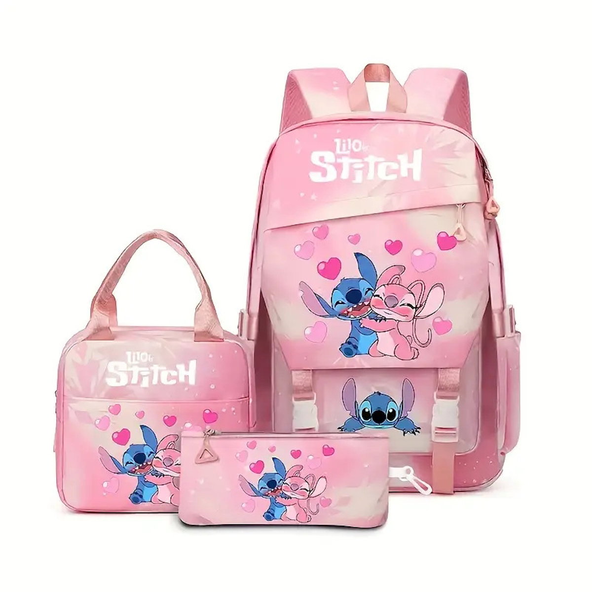 3PCS Preppy Style Stitch Backpack and Lunchbox Pencil Case Set - ChildAngle