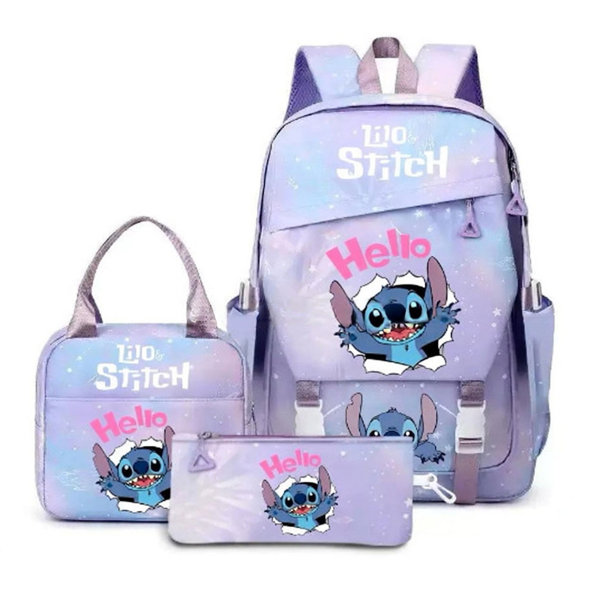 3PCS Preppy Style Stitch Backpack and Lunchbox Pencil Case Set - ChildAngle