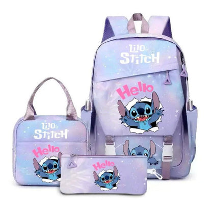 3PCS Preppy Style Stitch Backpack and Lunchbox Pencil Case Set - ChildAngle