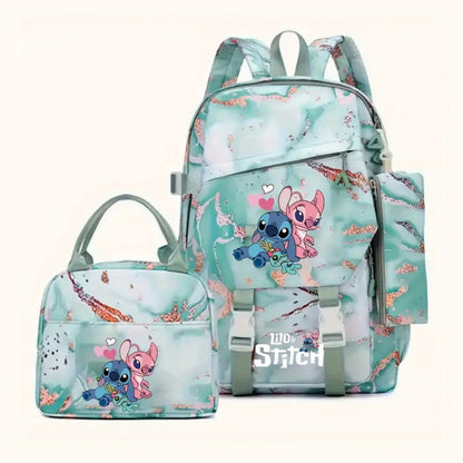 3PCS Preppy Style Stitch Backpack and Lunchbox Pencil Case Set - ChildAngle