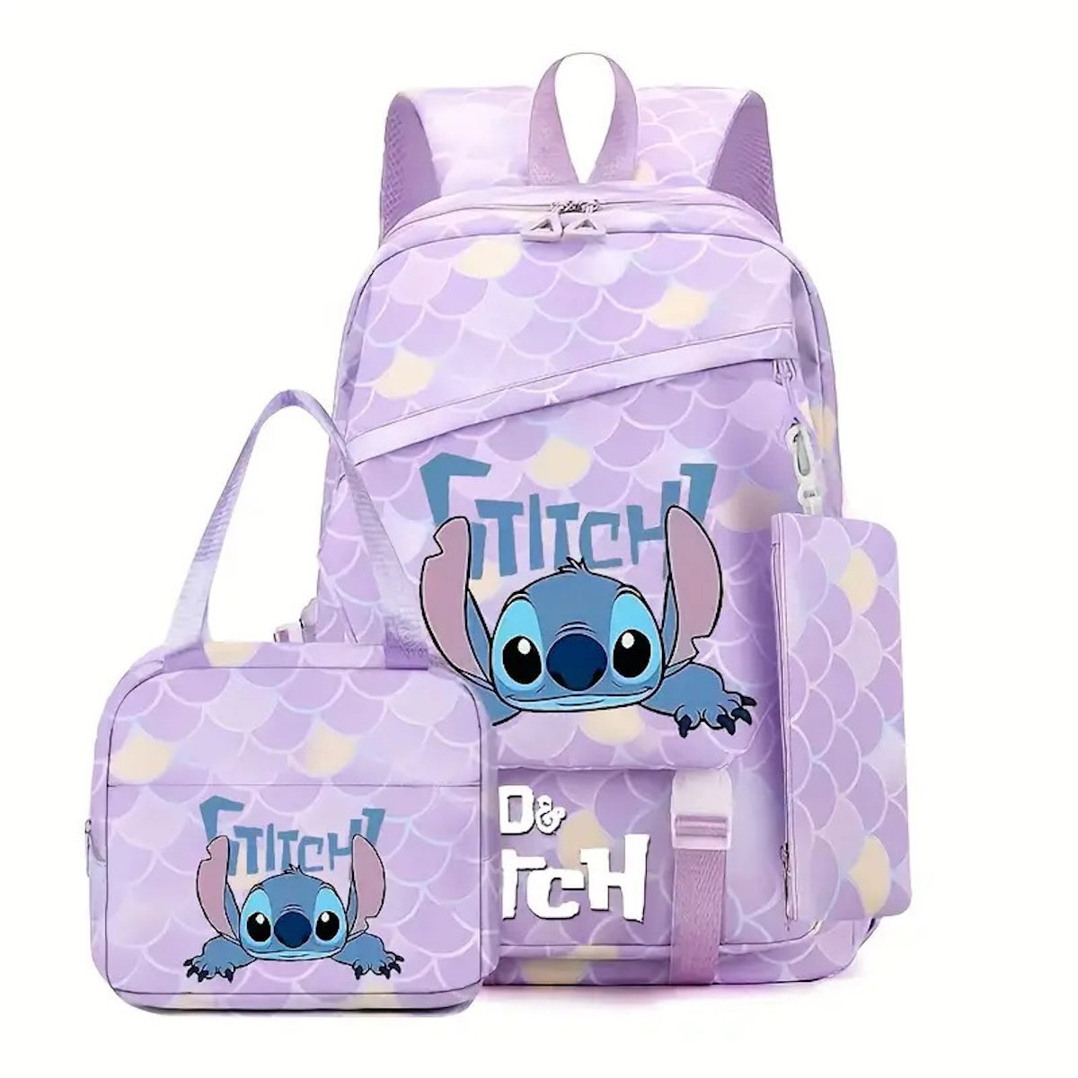 3PCS Preppy Style Stitch Backpack and Lunchbox Pencil Case Set - ChildAngle