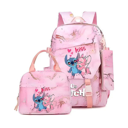 3PCS Preppy Style Stitch Backpack and Lunchbox Pencil Case Set - ChildAngle