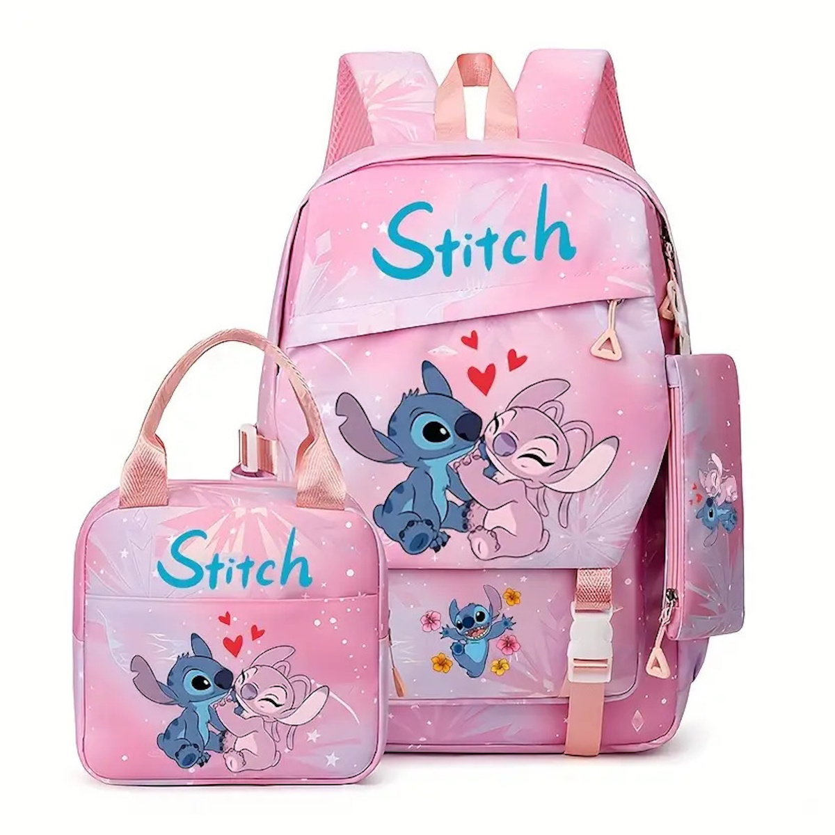 3PCS Preppy Style Stitch Backpack and Lunchbox Pencil Case Set - ChildAngle