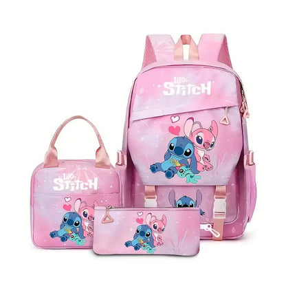 3PCS Preppy Style Stitch Backpack and Lunchbox Pencil Case Set - ChildAngle