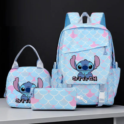 3PCS Preppy Style Stitch Backpack and Lunchbox Pencil Case Set - ChildAngle