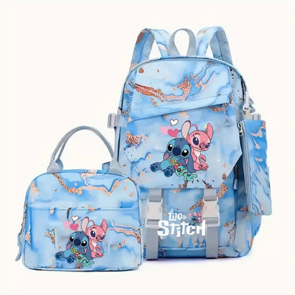 3PCS Preppy Style Stitch Backpack and Lunchbox Pencil Case Set - ChildAngle