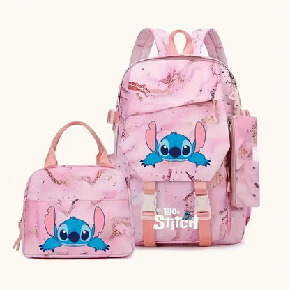 3PCS Preppy Style Stitch Backpack and Lunchbox Pencil Case Set - ChildAngle