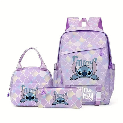 3PCS Preppy Style Stitch Backpack and Lunchbox Pencil Case Set - ChildAngle