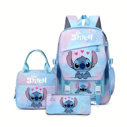 3PCS Preppy Style Stitch Backpack and Lunchbox Pencil Case Set - ChildAngle