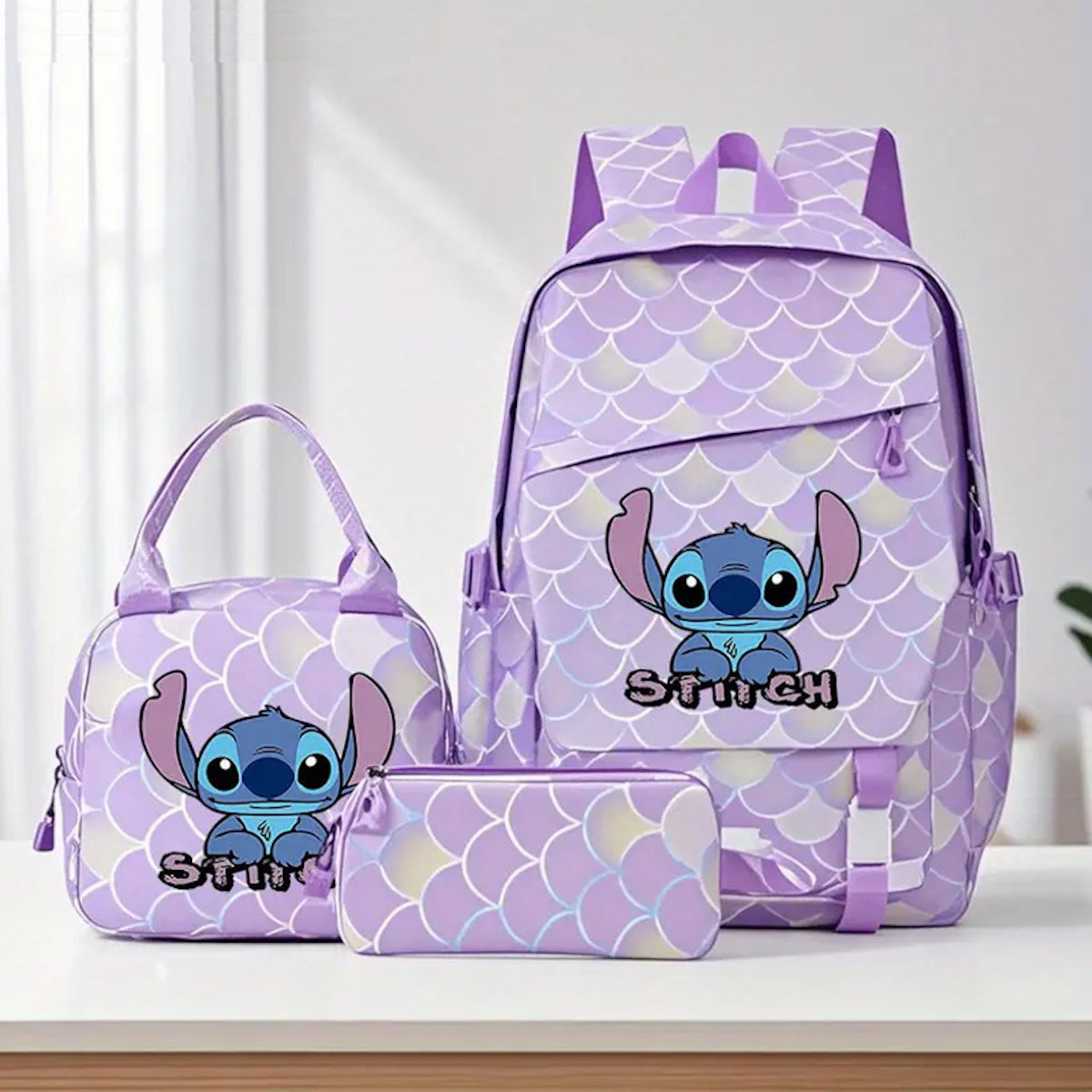 3PCS Preppy Style Stitch Backpack and Lunchbox Pencil Case Set - ChildAngle