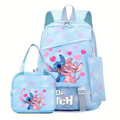3PCS Preppy Style Stitch Backpack and Lunchbox Pencil Case Set - ChildAngle