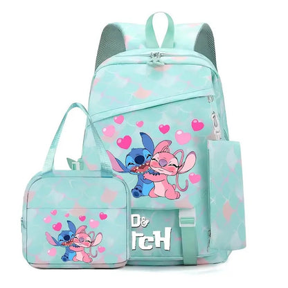 3PCS Preppy Style Stitch Backpack and Lunchbox Pencil Case Set - ChildAngle