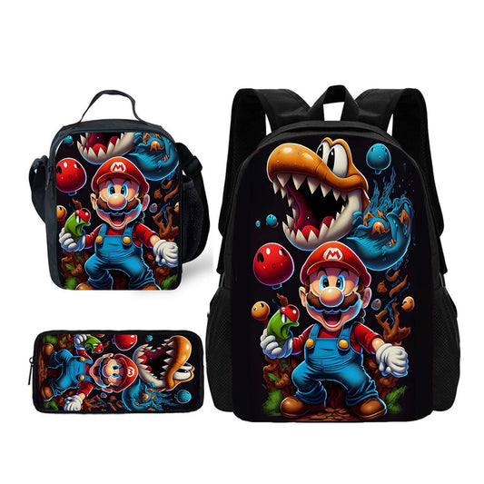 3PCS Super Mario Backpack and Lunchbox Pencil Case Set - ChildAngle