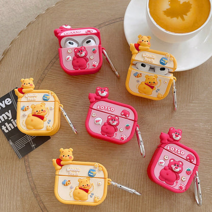 AirPods Pro 3 AirPods 4 Cute 3D Disney Lotso Winnie the Pooh AirPods Case - ChildAngle