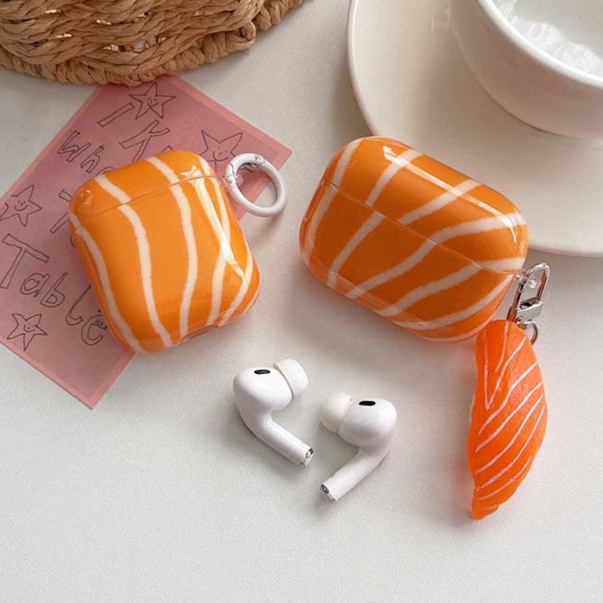 3D Salmon AirPods Case - ChildAngle