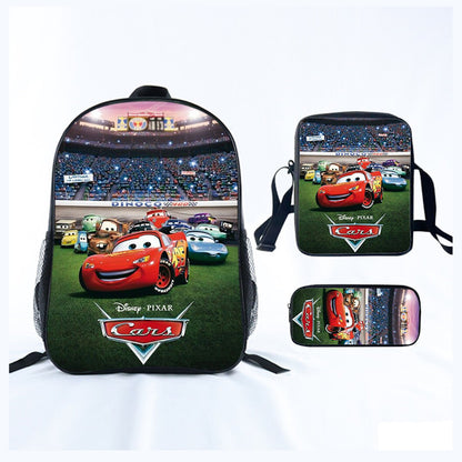 3PCS Lightning McQueens Pixar Cars Backpack and Lunchbox Pencil Case Set - ChildAngle