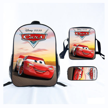 3PCS Lightning McQueens Pixar Cars Backpack and Lunchbox Pencil Case Set - ChildAngle