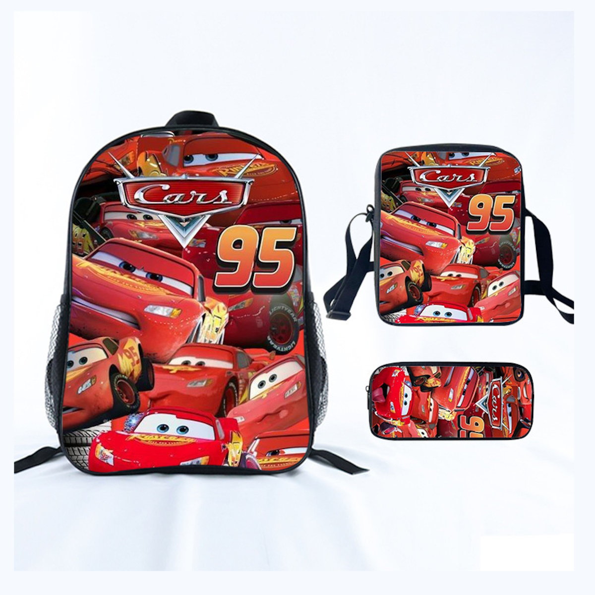 3PCS Lightning McQueens Pixar Cars Backpack and Lunchbox Pencil Case Set - ChildAngle